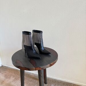 BALMAIN Mercy fringed leather ankle boots 37